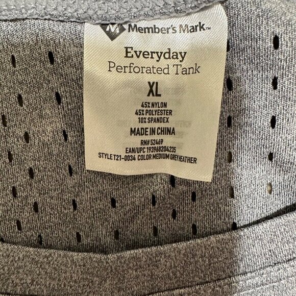 Members Mark Women Size XL Charcoal‎ Grey Everyday Perforated Wicking Tank Top - Picture 6 of 6